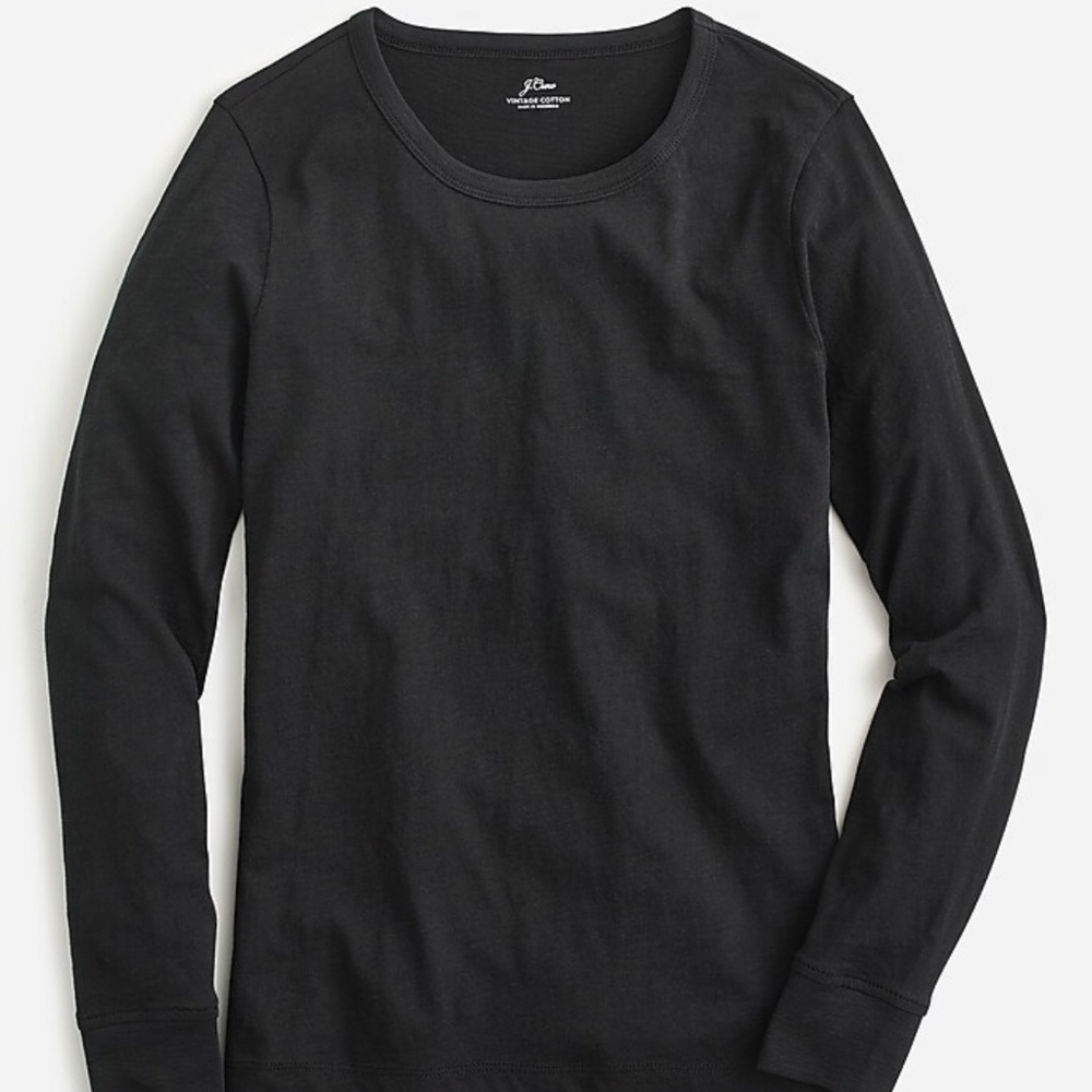 J. Crew Vintage cotton crewneck long-sleeve T-shirt - Medium Black